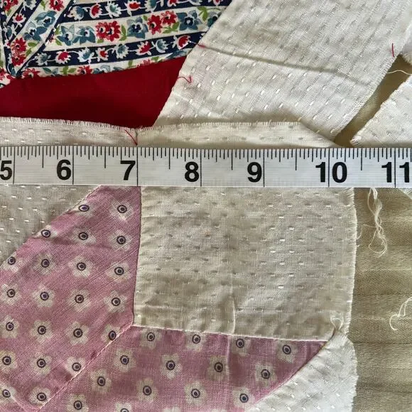 Vintage quilt blocks squares set 20 patchwork basket of flowers primitive 10x10 - Picture 9 of 11